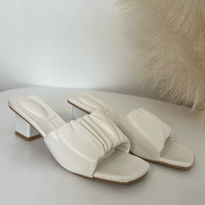 White Ruffled Heeled Mule